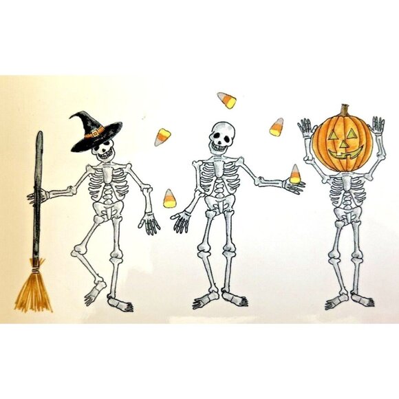 RAE DUNN Halloween DANCING SKELETONS Mixing Bowl & 2 Baking Tray Bakeware Set - Picture 14 of 14